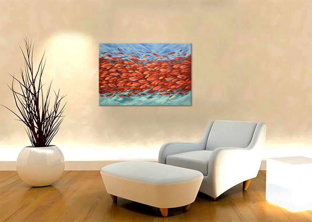 red fish painting ininterior