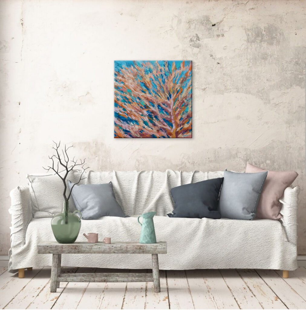 Coral Oil Painting in Interior