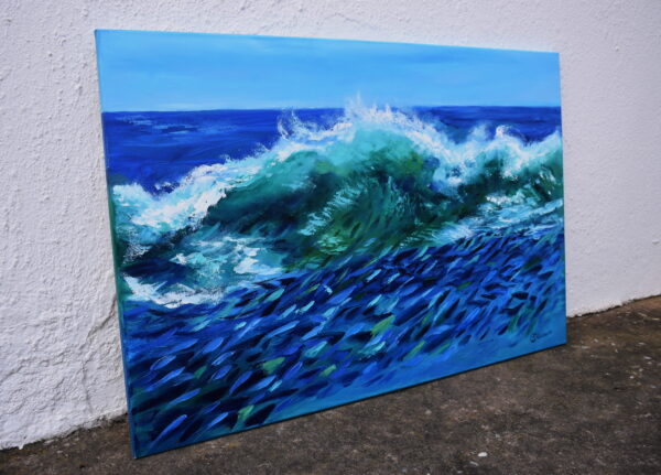 Fish in Waves Painting Ocean 61x91cm - Image 6