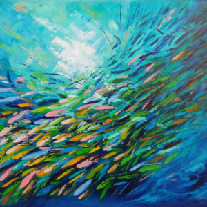 School of fish oil painting