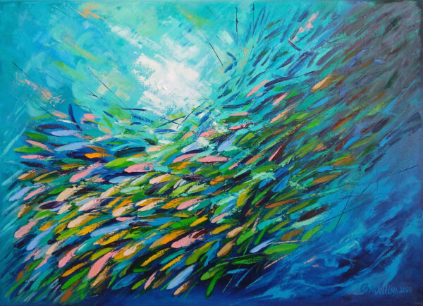 School of fish oil painting