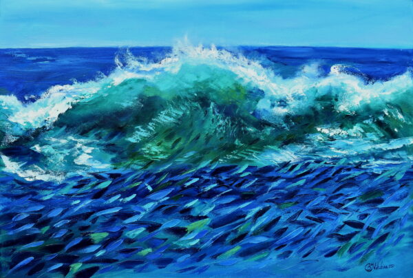 Fish in Waves Painting