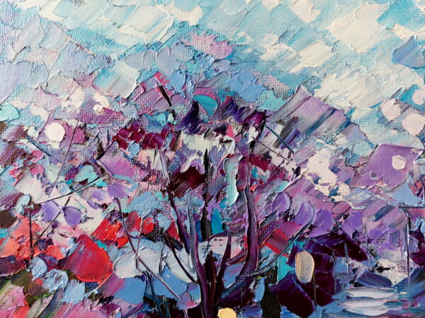 Impasto painting jacaranda tree