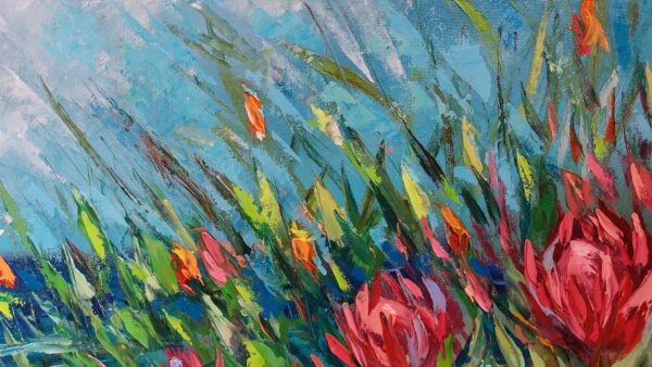 protea flowers painting