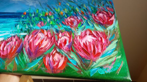 protea flowers painting