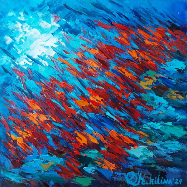 Abstract Red Fish Painting