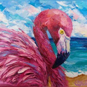 Flamingo Painting original Art impasto