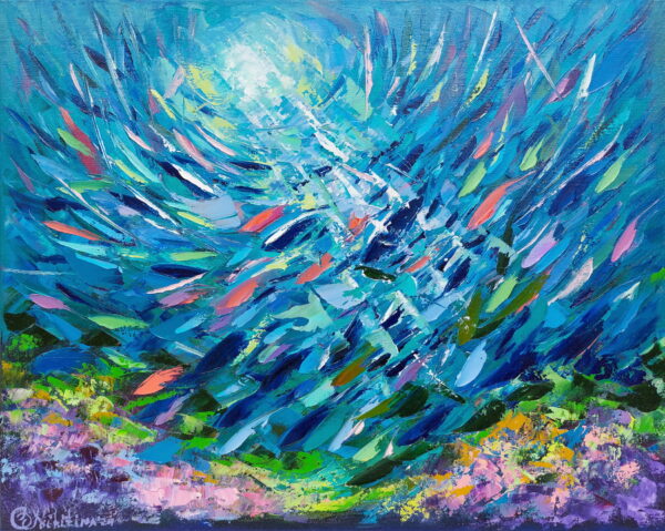 Underwater Painting Coral Reef Ocean Art Original Impasto Oil Painting