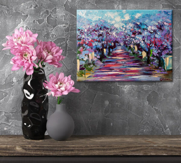 Jacaranda Painting Impasto Original Art 30x40cm - Image 8