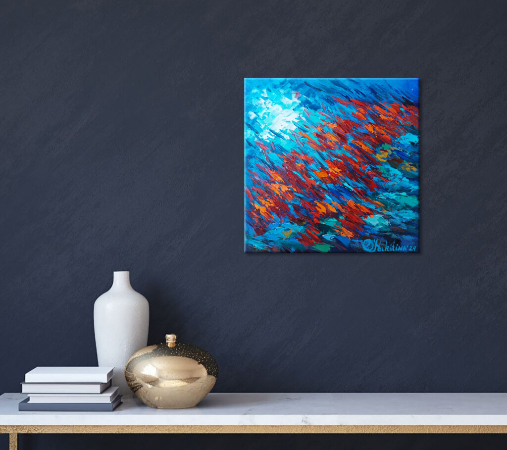 Abstract Red Fish Painting