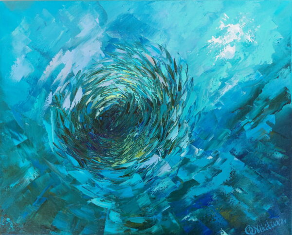 BaitBall Sardine Run Oil Painting