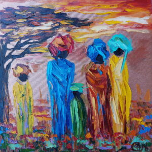 African Village Painting Africa Landscape Original Art