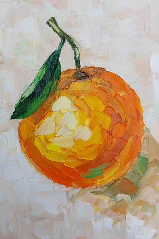 Orange Painting impasto original art