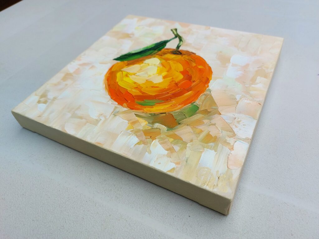 Orange Painting impasto original art