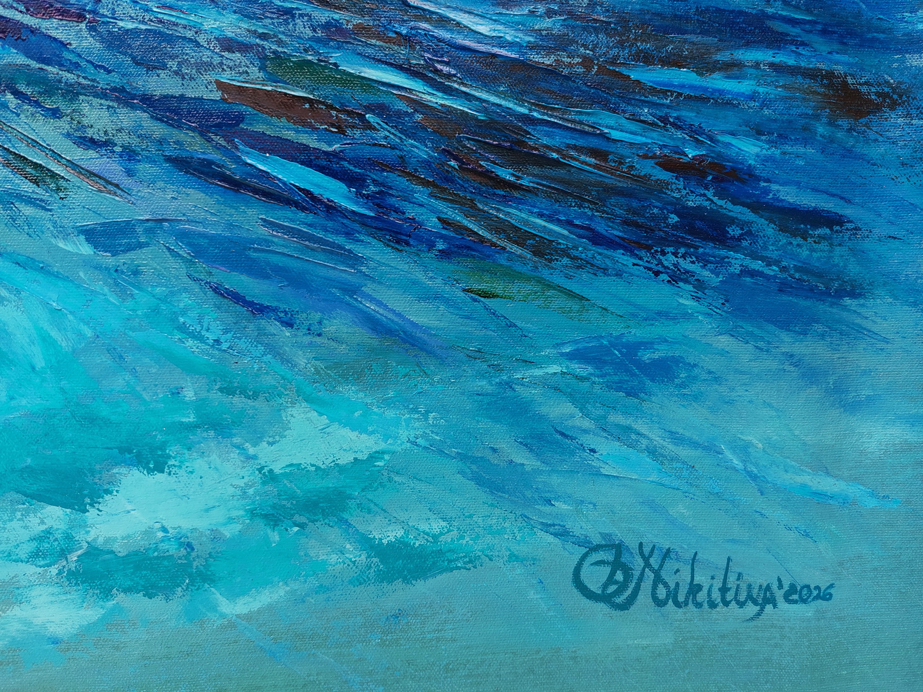 Coral Reef Painting Puls of the Ocean 150x100cm - Image 6