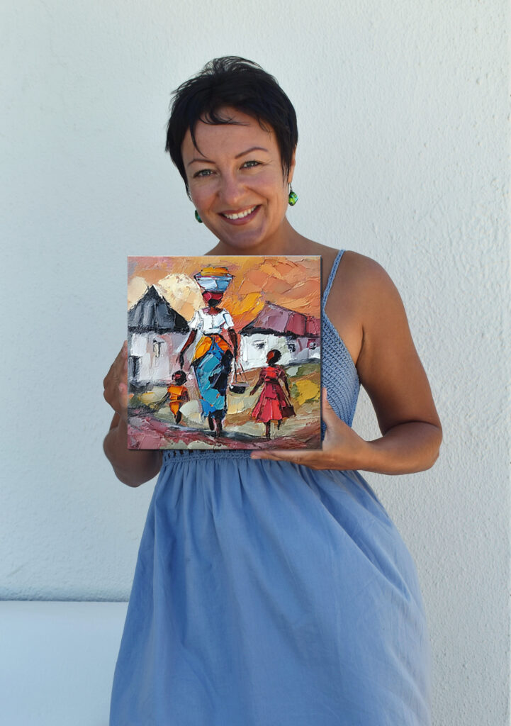 African village paintingAfrican village painting