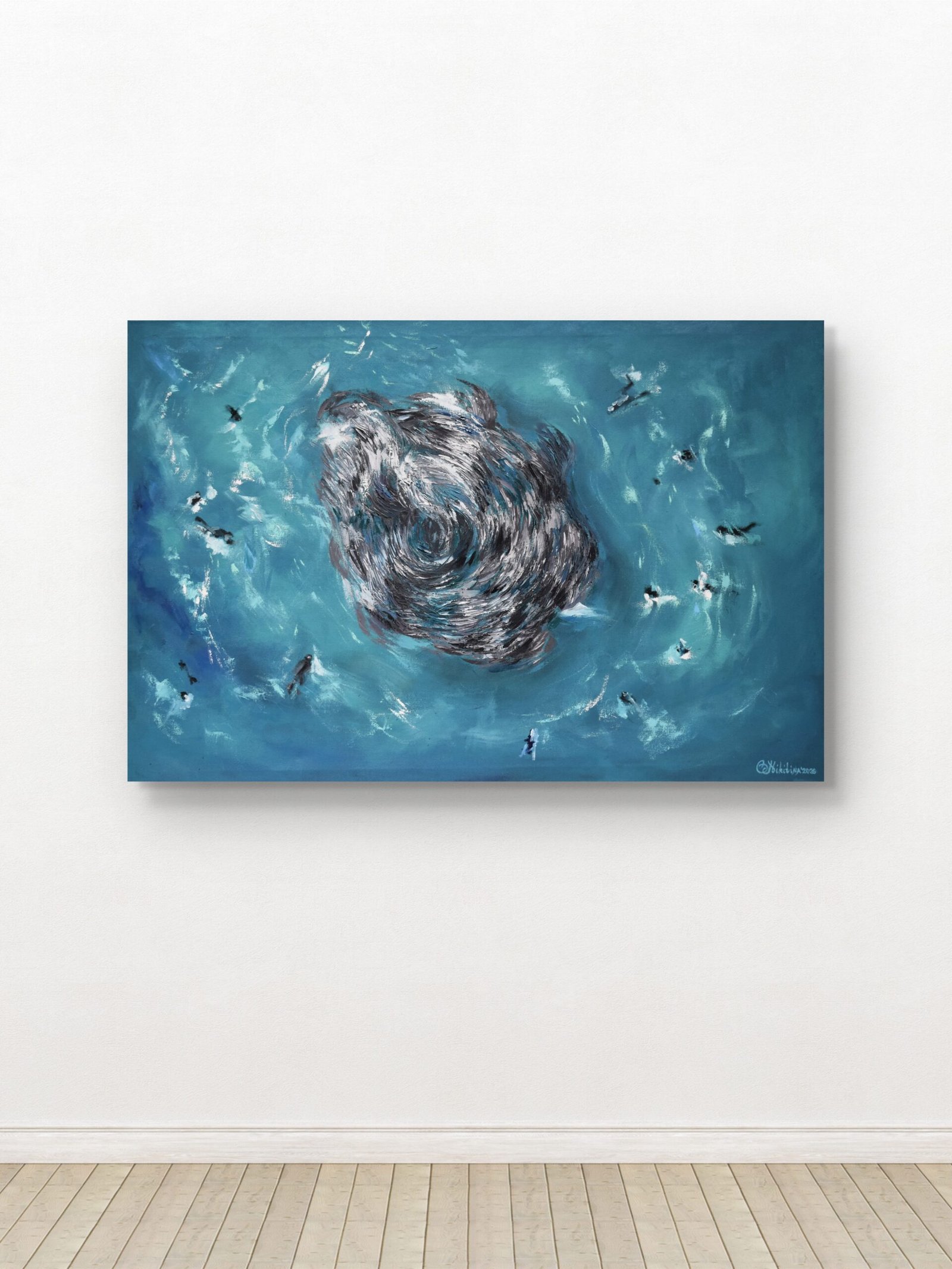 sardine run oil painting
