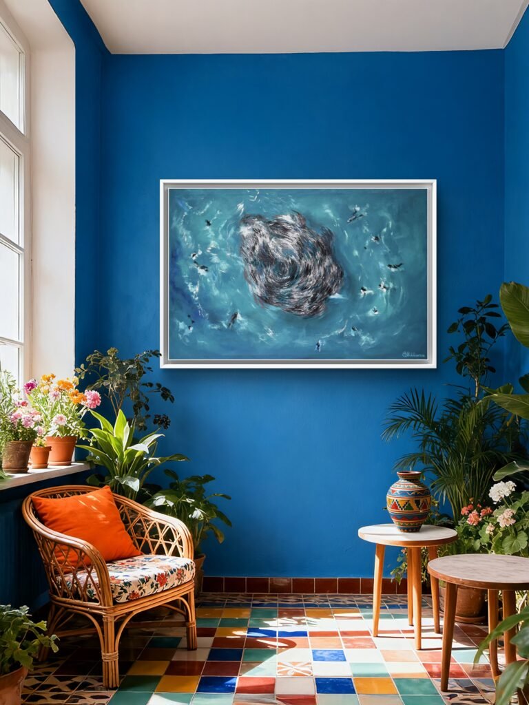 Sardine Run Oil Painting – Not Alone in the Ocean