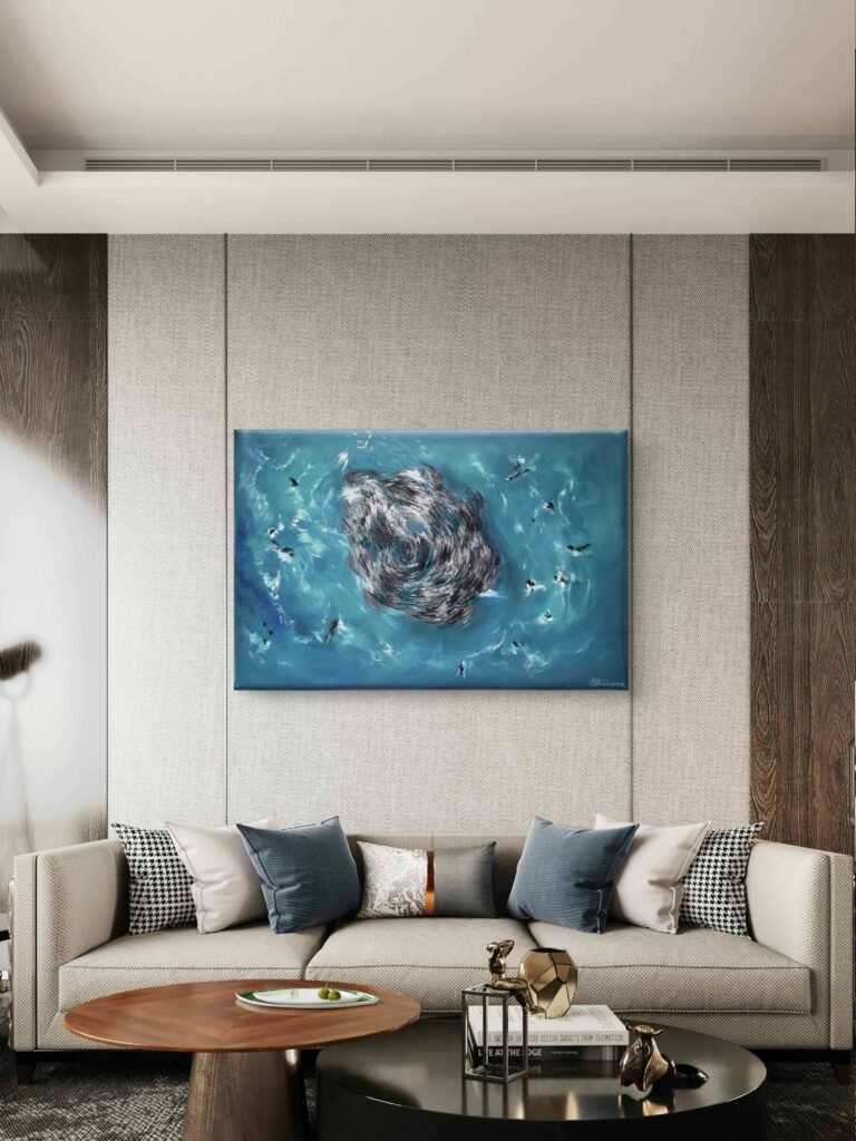 sardine run oil painting