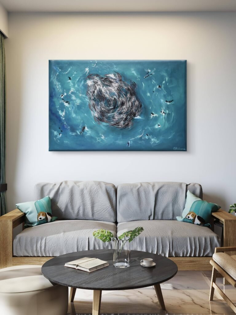 sardine run oil painting
