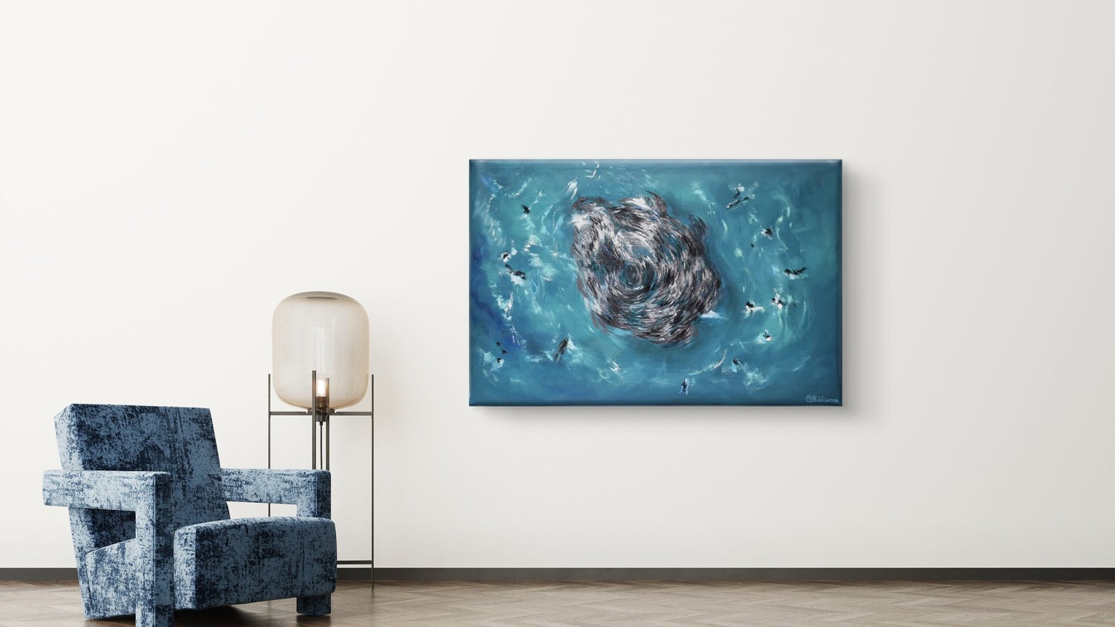 sardine run oil painting