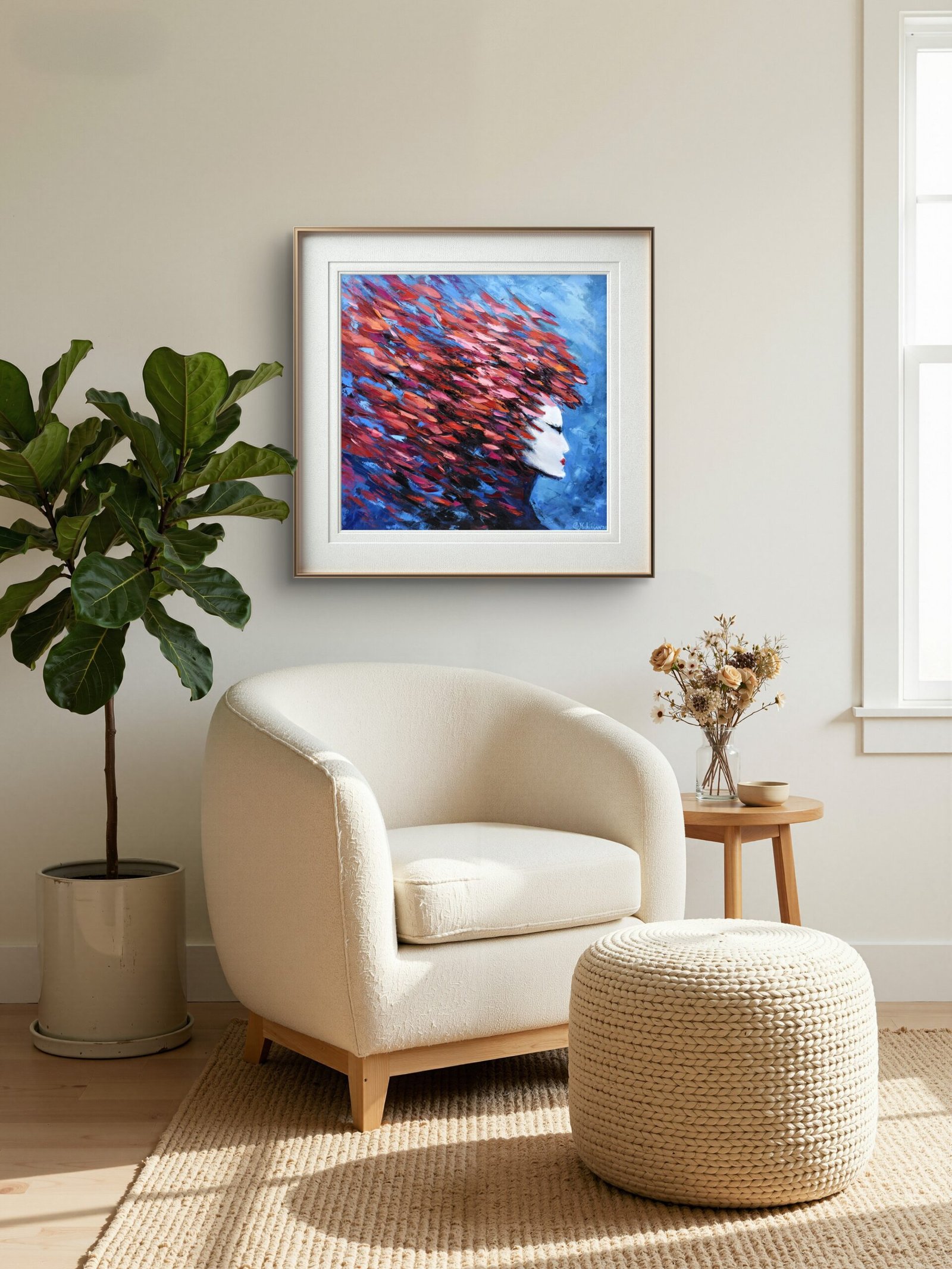 The Fury of the Ocean Original Ocean Face Oil Painting 60x60cm - Image 9