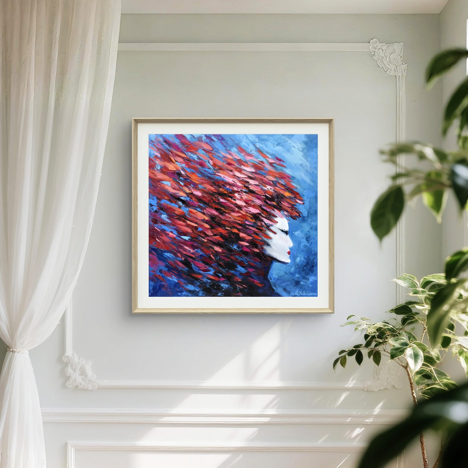 The Fury of the Ocean Original Ocean Face Oil Painting 60x60cm - Image 11