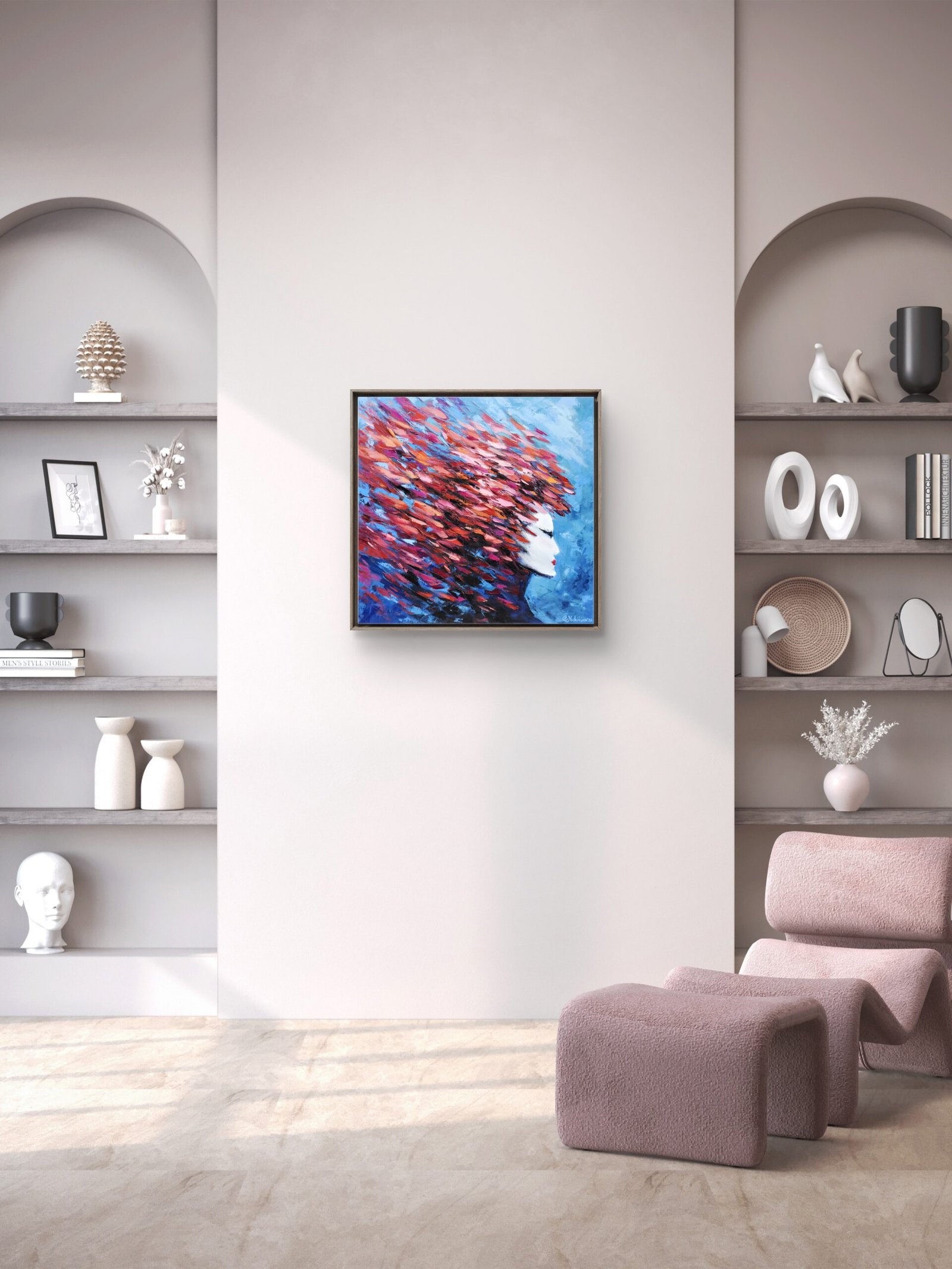 The Fury of the Ocean Original Ocean Face Oil Painting 60x60cm - Image 12