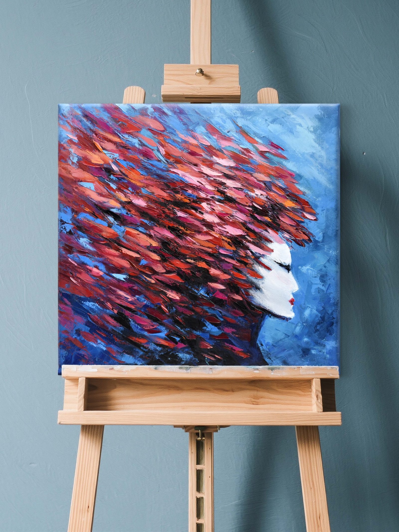 The Fury of the Ocean Original Ocean Face Oil Painting 60x60cm - Image 14
