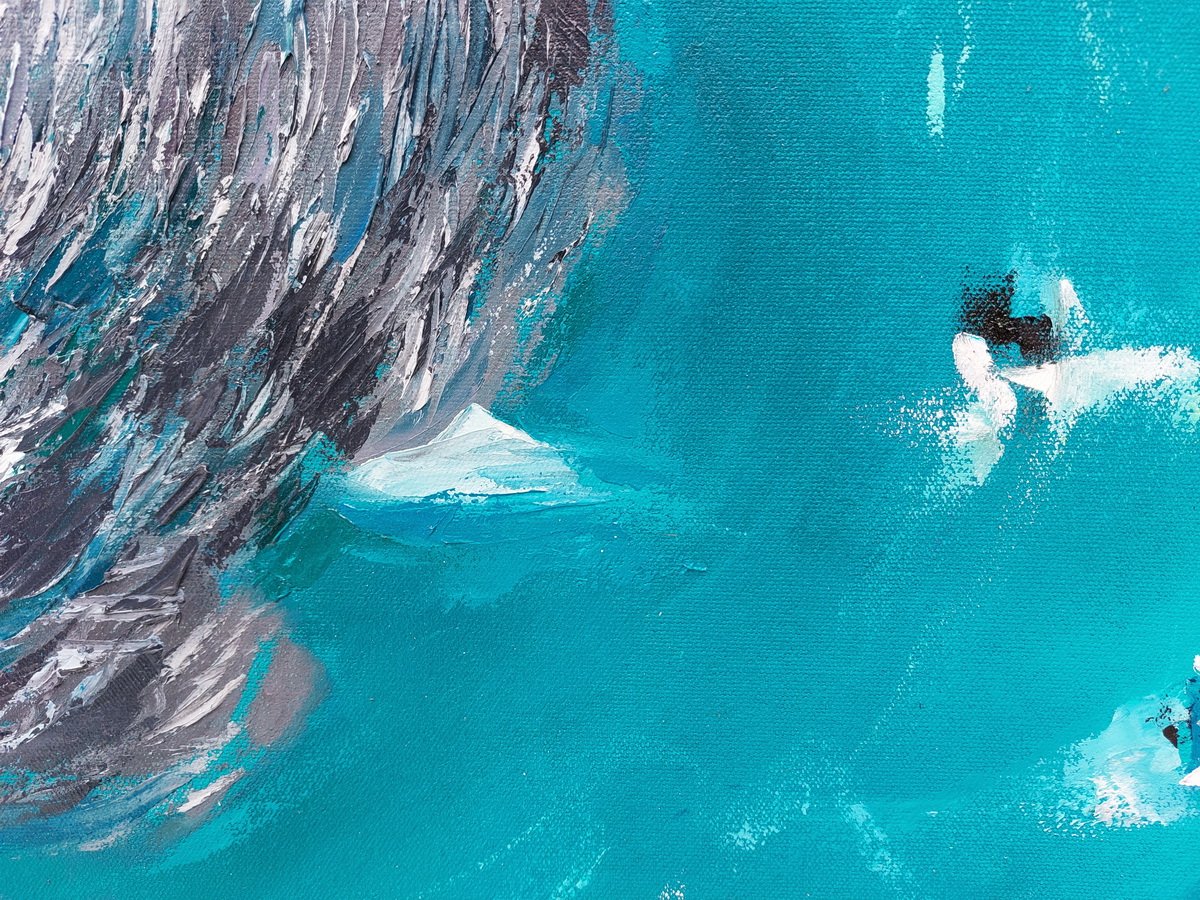 Not Alone in the Ocean Original Sardine Run Oil Painting 120x80cm - Image 4
