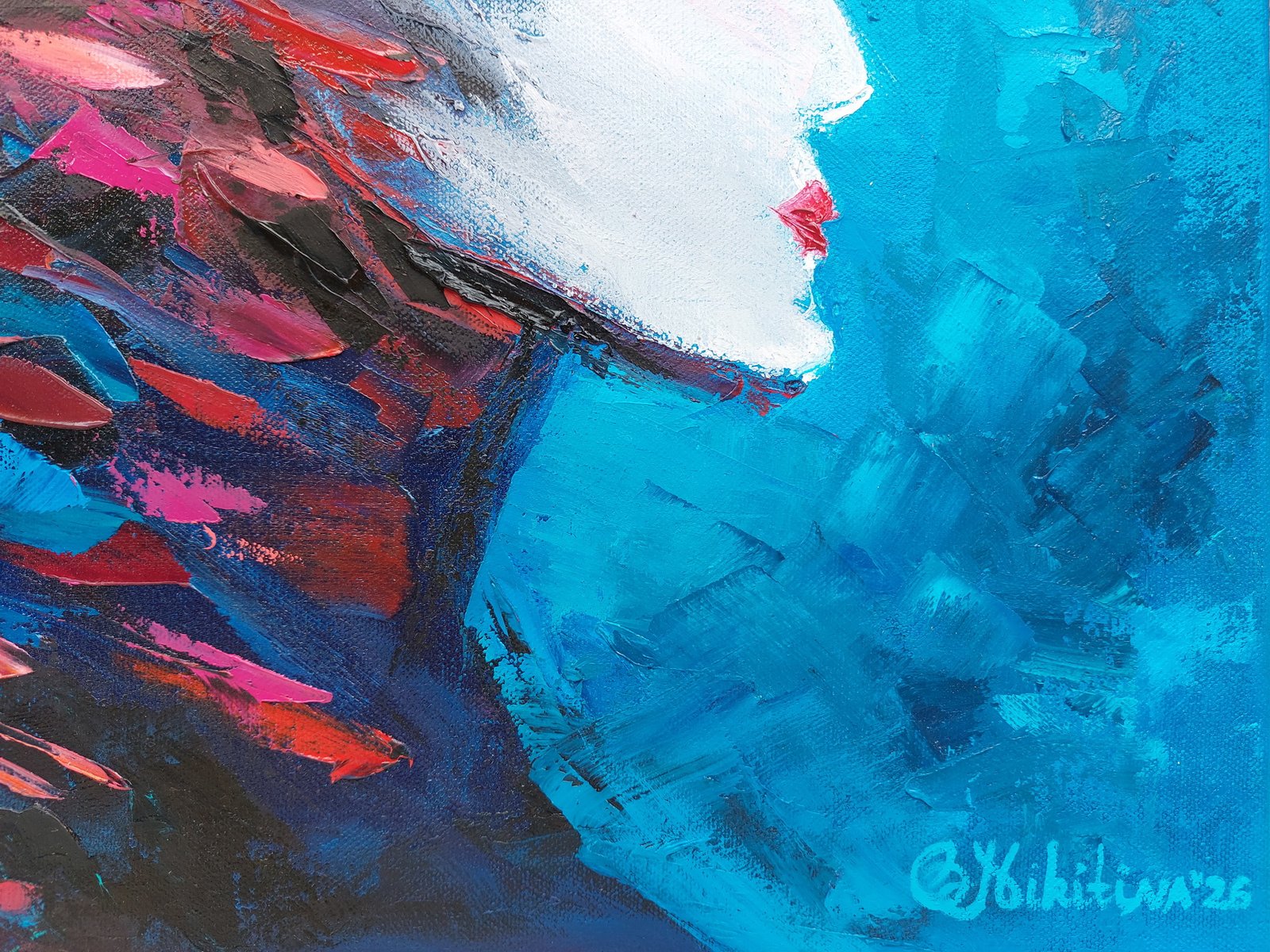 The Fury of the Ocean Original Ocean Face Oil Painting 60x60cm - Image 2