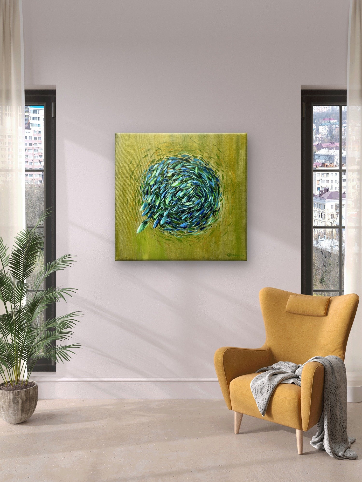 sardine run oil painting