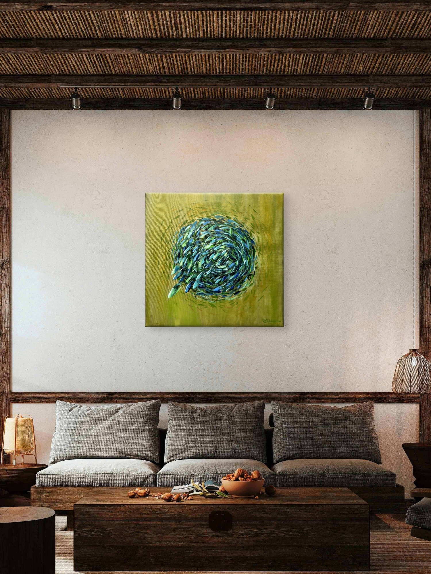 sardine run oil painting