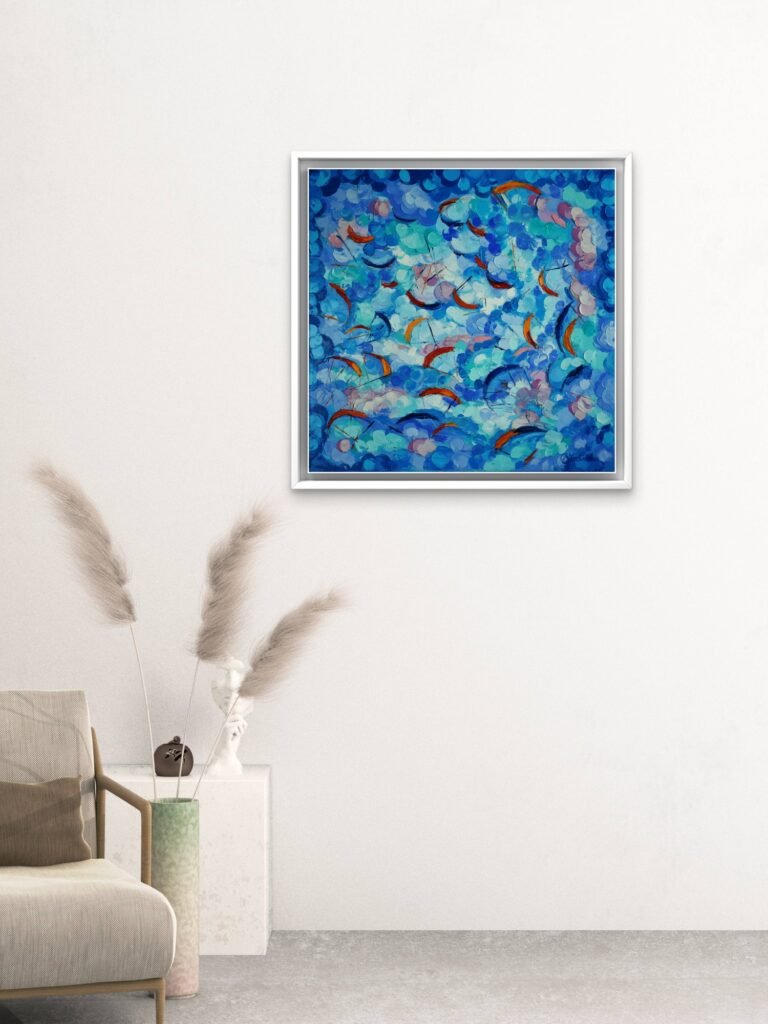 paragliding oil painting
