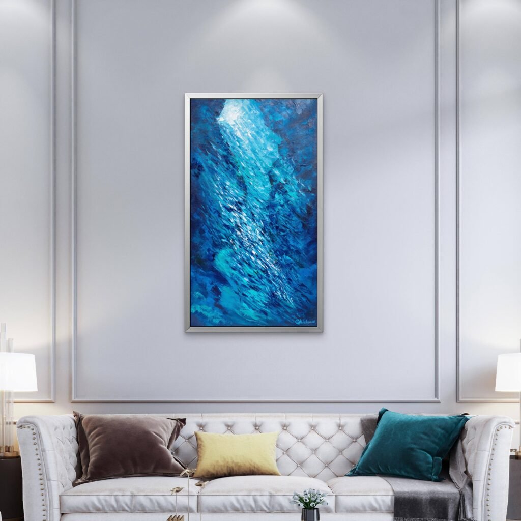 Sardine Run in Blue, expressive oil