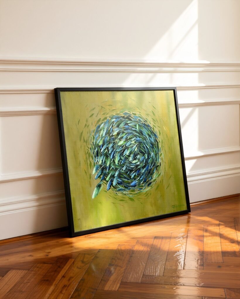 sardine run oil painting